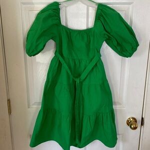 Sim & Sam Vibrant Green Puff Sleeve Dress